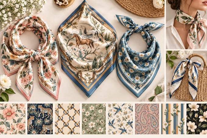 design unique scarf and bandana patterns for fabric printing