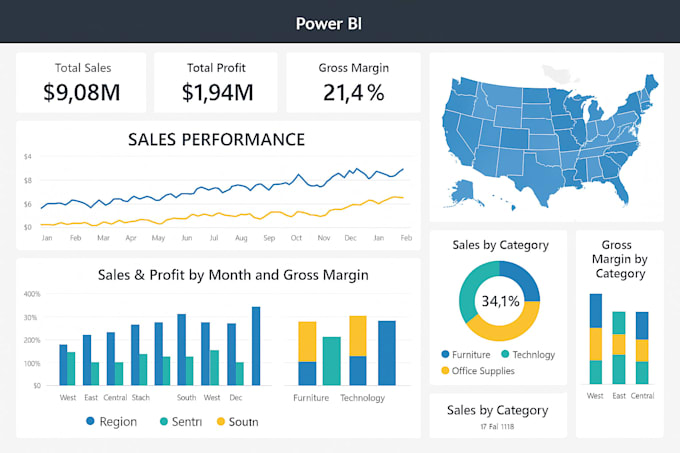 create professional power bi dashboards with business insights