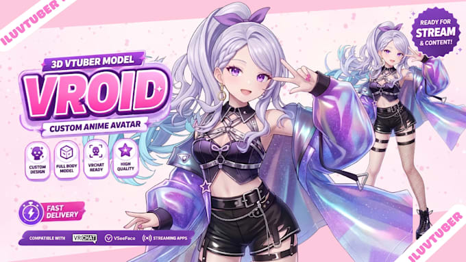 create a cute and stylish custom 3d vtuber model in vroid studio