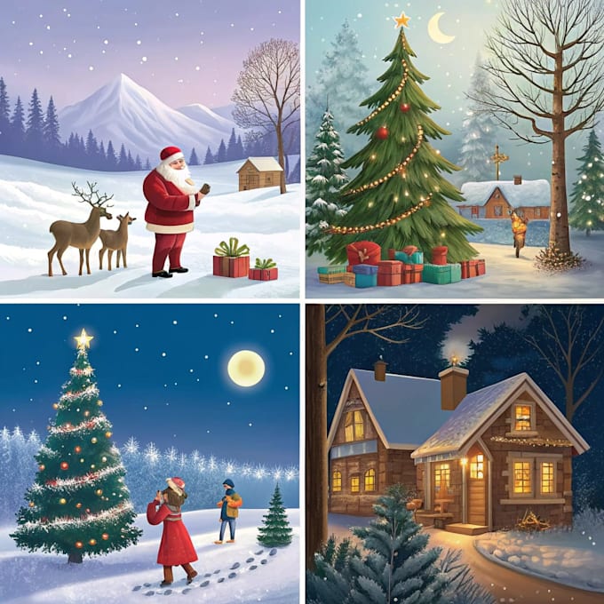 draw christmas illustrations and cards for you