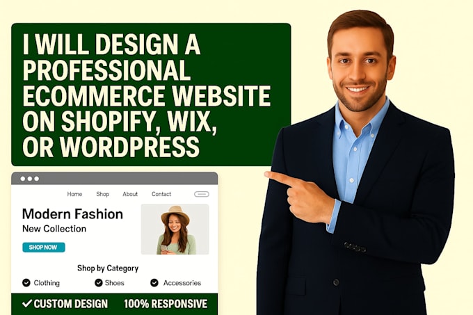 design a modern, high converting ecommerce website shopify wix or wordpress