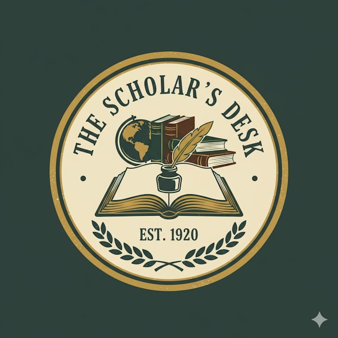 design a vintage study logo with classic academic elegance