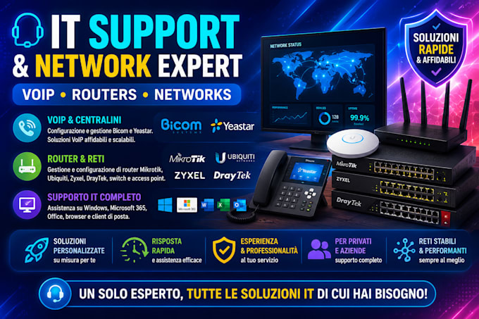 provide IT support and manage voip, routers, and networks