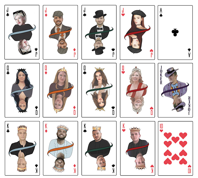 design a printable playing card deck of your friends or team christmas sale