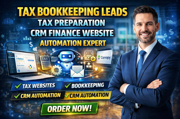 build tax website bookkeeping leads tax preparation crm finance website automate