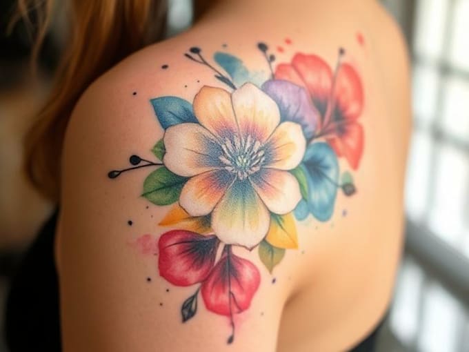draw watercolor tattoo design