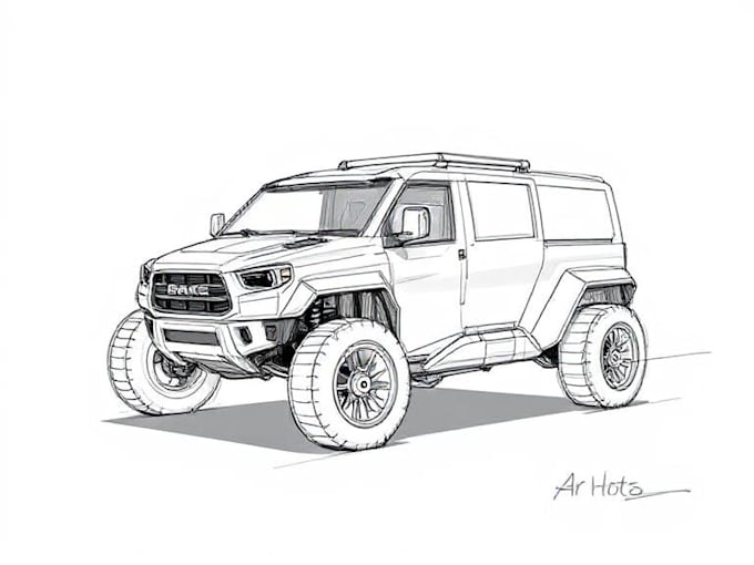 sketch a car or vehicle design concept using digital drawing