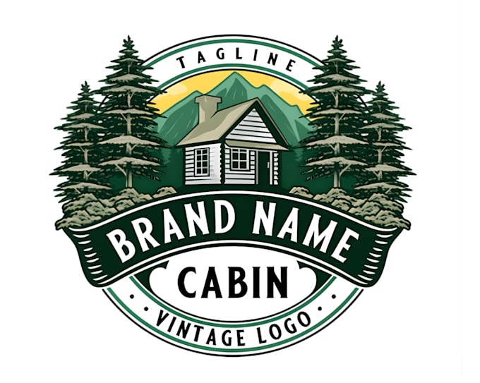 design eye catching cabin in mountains logo