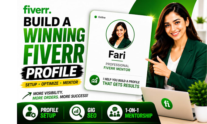 create and complete your fiverr profile setup and mentoring