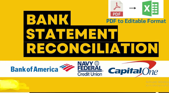 reconcile bank statement PDF to editable format