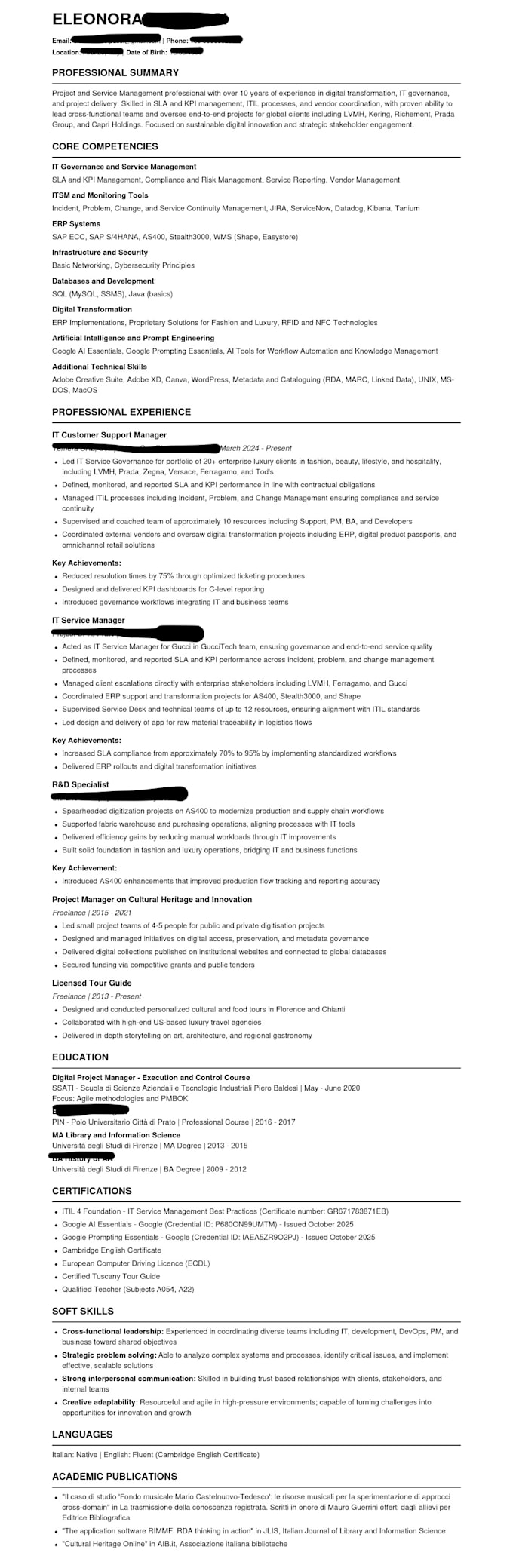 write a professional CV and tailored cover letter