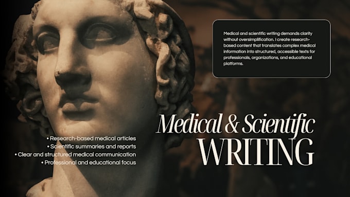 write medical articles, research summaries and scientific content