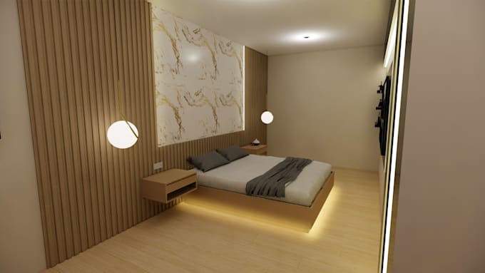 design your luxury bedroom and 3d render