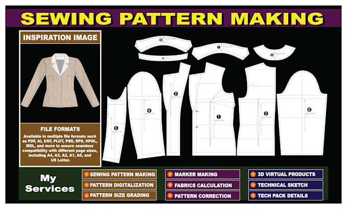 create professional sewing patterns, grading for any garments in PDF and dxf