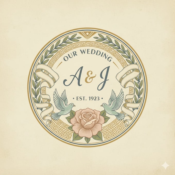 design a vintage wedding logo with timeless elegance