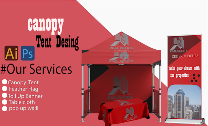design canopy tent, feather flag, backdrop banner,table cloth table cover