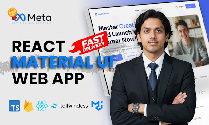 build react web app using material ui, node js and typescript