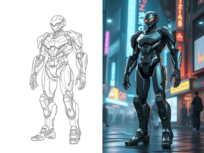 draw robot  character concept for you