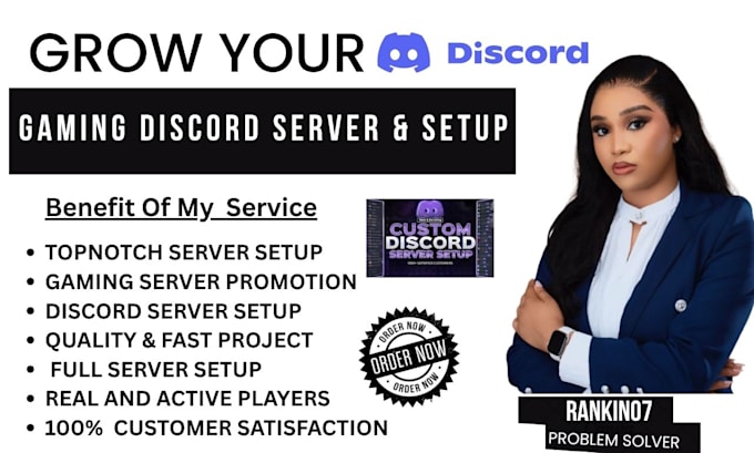 promote and setup your rust, minecraft create dayz, fivem gaming discord server