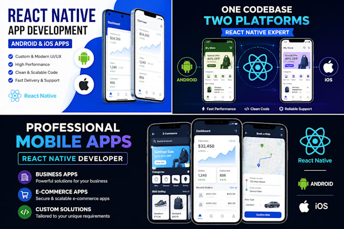 develop professional react native mobile apps for android and ios
