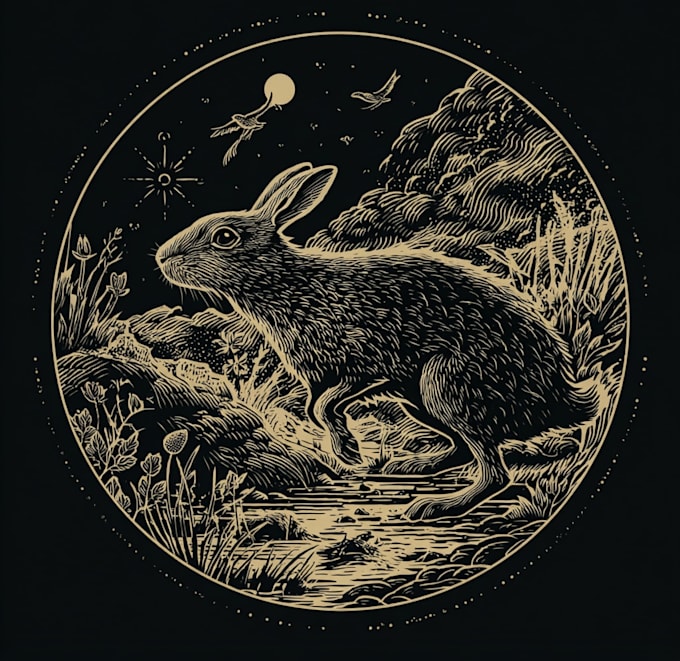 create animal linocut tshirt design for brands