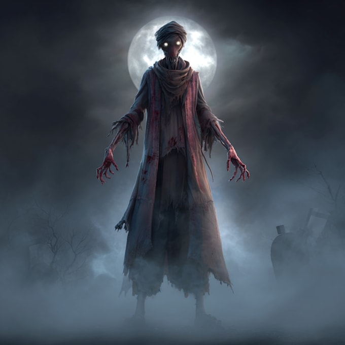paint scary horror character concept art