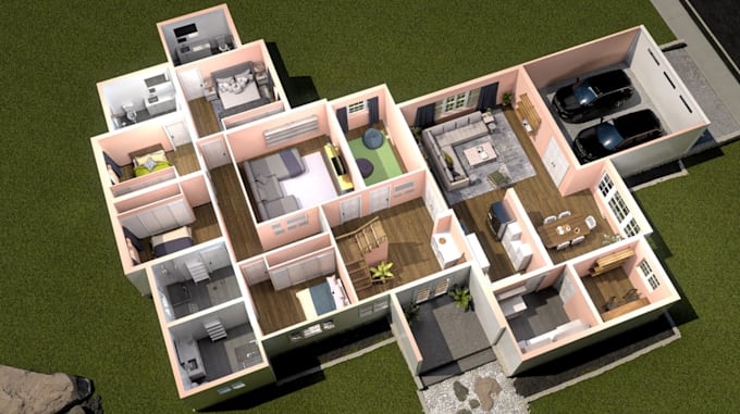 Sketch 3d architectural floor plan, interior layout design,furniture ...
