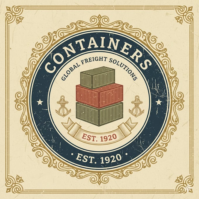 design a stylish vintage containers logo with classic charm
