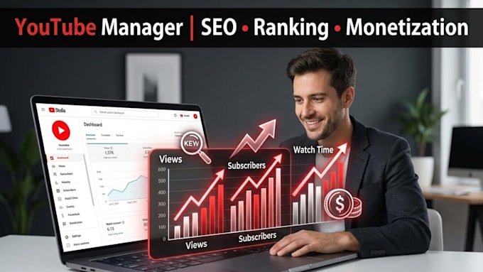 be your youtube channel manager for seo ranking and monetization