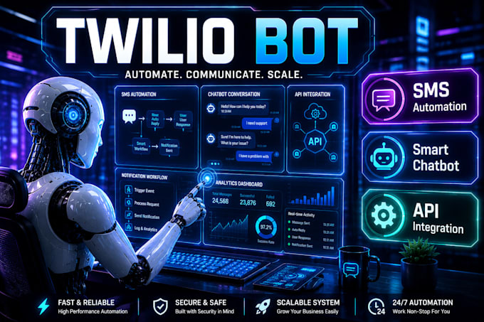 develop twilio bot, SMS automation, chatbot, API integration system