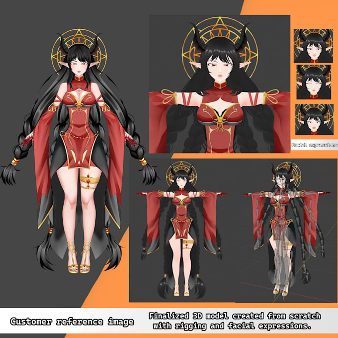 create 3d character models for vtuber, anime, full rigging, mmd, vrchat, vrm