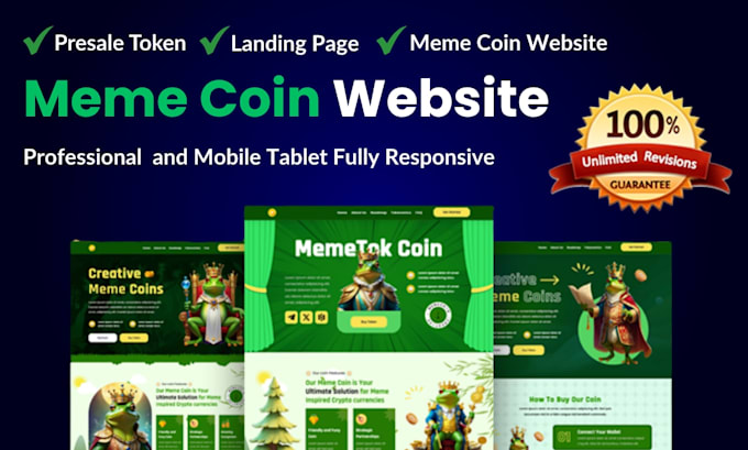 develop a professional meme coin website and crypto landing page