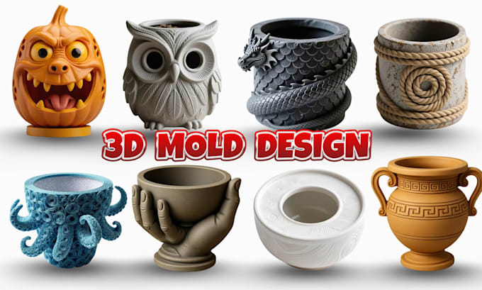 custom 3d silicon mold, plastic mold, clay cutter, prototype product stl files