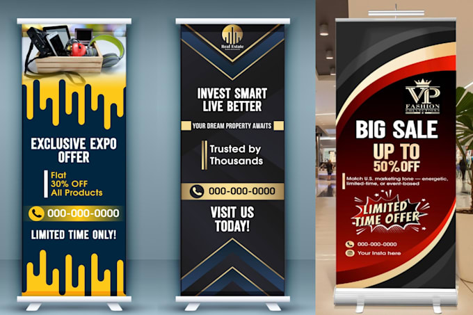 do modern roll up banner, retractable, pull up, stande and ads banner