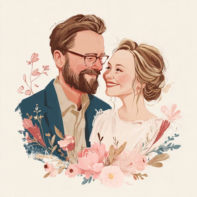 couple portrait for wedding illustration