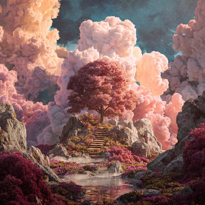create a dreamy surreal or fantasy music cover