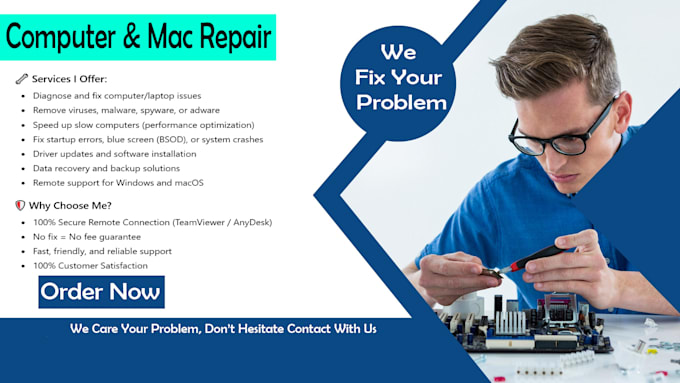 troubleshoot, repair mac windows pc computer remotely
