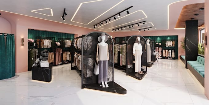 Shop Me Design Recreate clothing boutique interior,retail rendering, store layout,shop ...