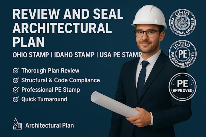 Review and seal architectural plan, north and south carolina stamp, usa ...
