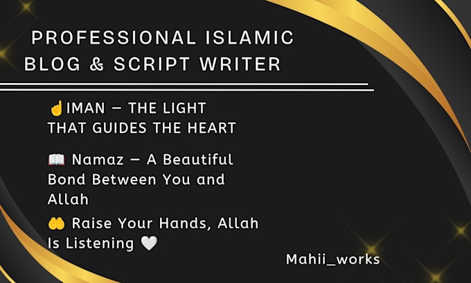 write professional islamic blogs and scripts