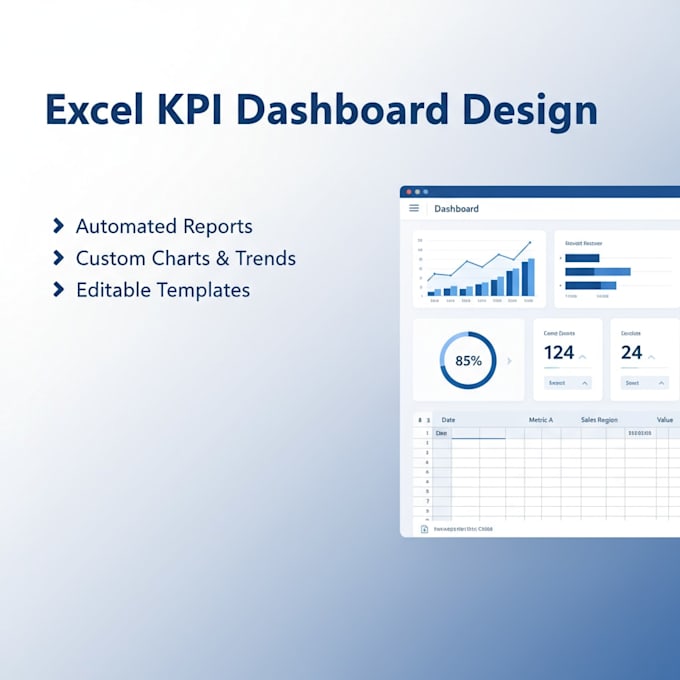 design data driven excel dashboards for kpis and reporting