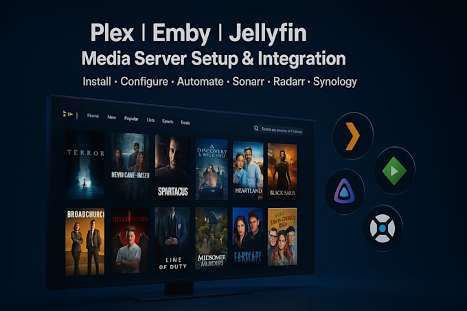 setup plex media server, plex with sonarr, radarr, plex synology, emby, jellyfin