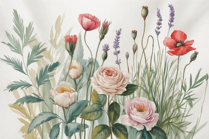 paint watercolor flowers and botanical illustrations