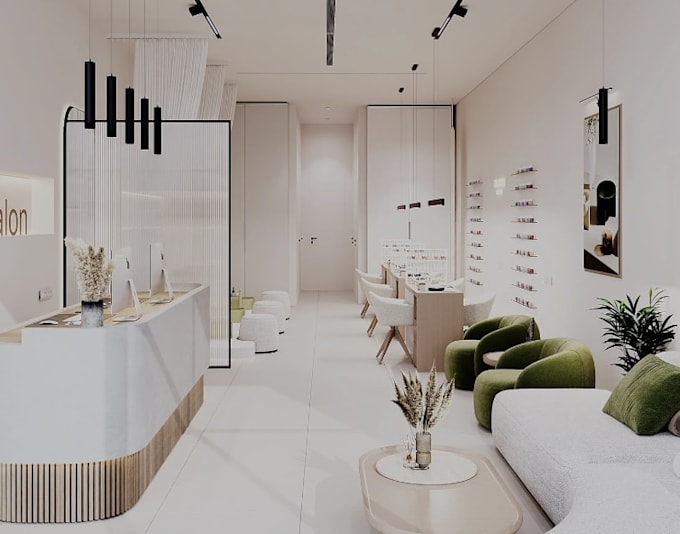 renovate beauty salon interior,mockup design spatial,wellnessspace,retail,render
