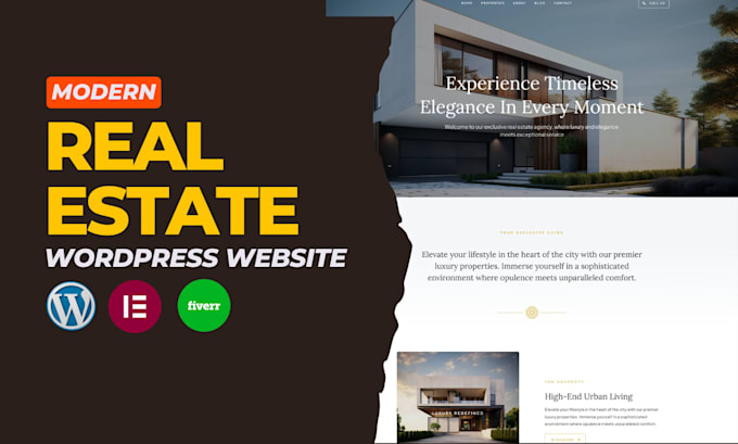 design a modern real estate wordpress website with elementor