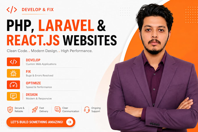 develop and fix PHP, laravel,  and reactjs websites