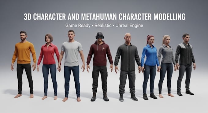 Model realistic 3d character, 3d metahuman for unity and unreal engine ...