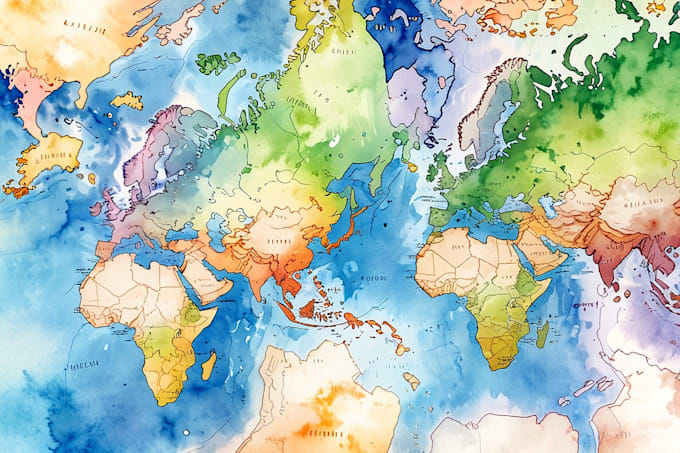 watercolor map illustration just for you