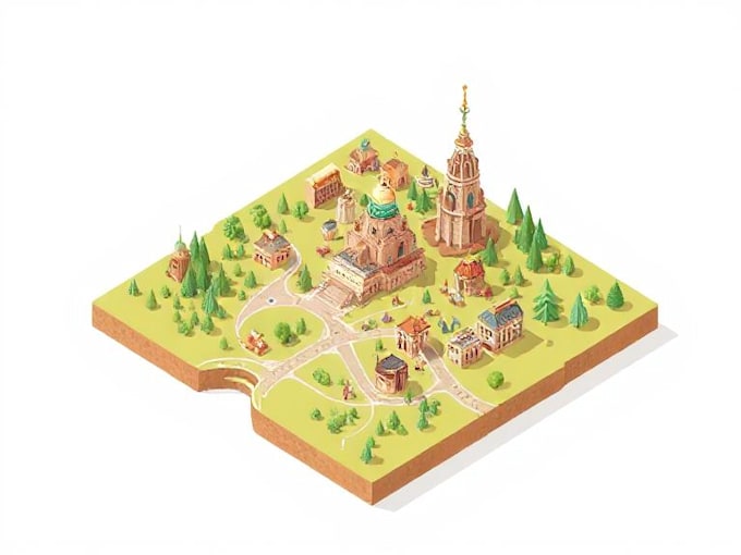 design a custom isometric or 2d map illustration