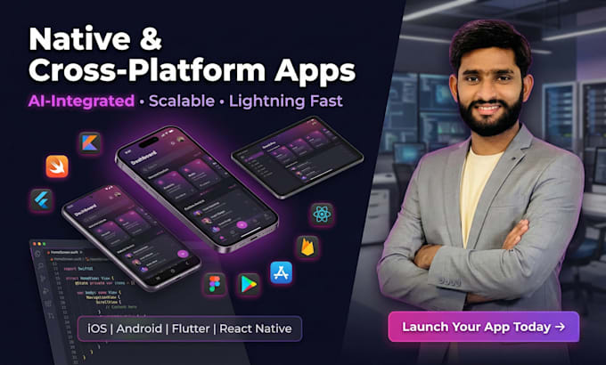 develop ios android mobile app using flutter react native with backend API